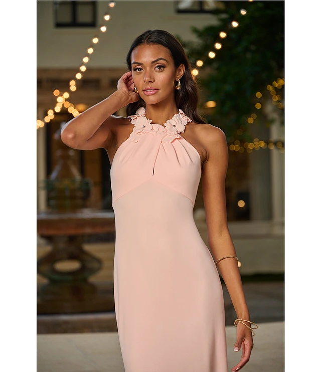 two piece halter top dress Elizabeth K GL2277 Prom Dress - Black main image 1