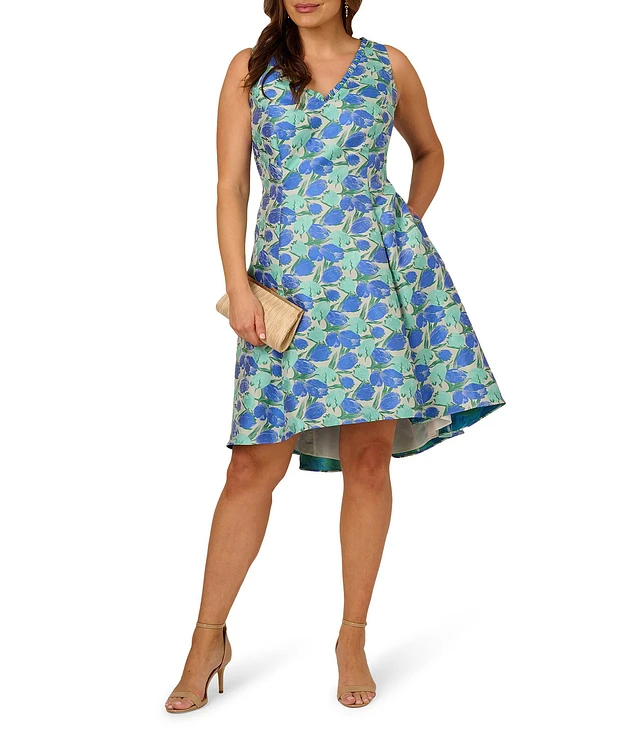 Adrianna Papell Plus Size Floral Jacquard Dress | Liberty Center