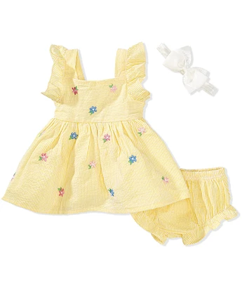 Adventurewear 360 Baby Girls Daisy Print Seersucker Dress