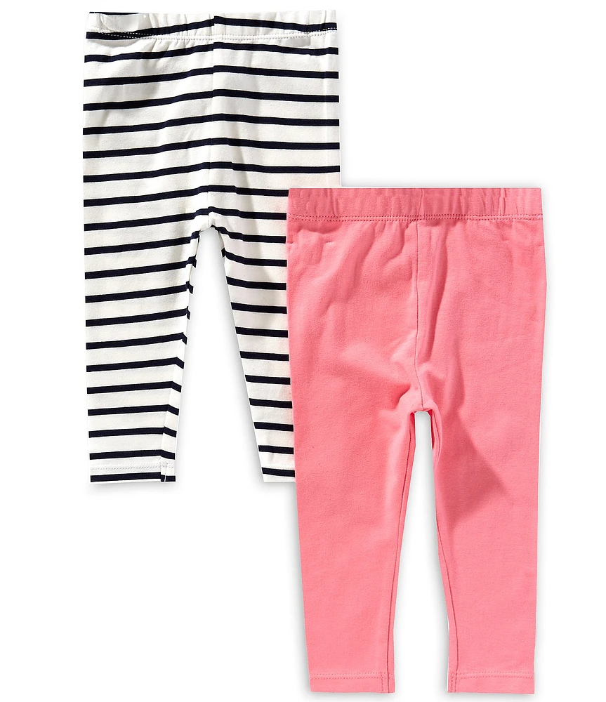 Adventurewear 360 Baby Girls Pull-On Solid & Stripe Leggings 2-Pack Set
