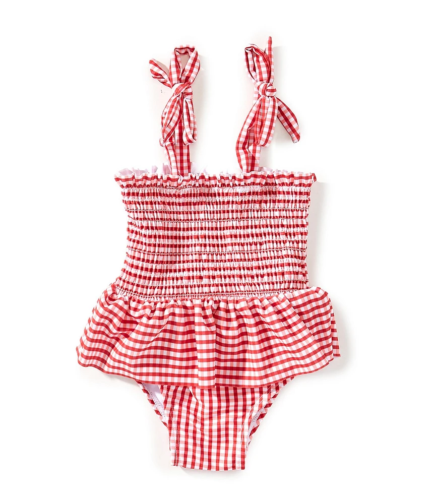 Adventurewear 360 Baby Girls Red Gingham One-Piece Swimsuit