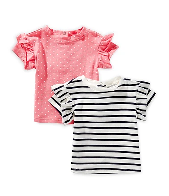 Adventurewear 360 Baby Girls Ruffle Short Sleeve T-Shirt 2-Pack Set