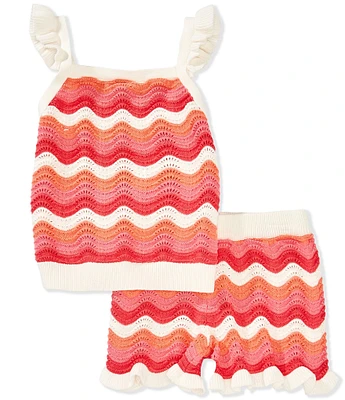 Adventurewear 360 Baby Girls Ruffled Tank Top & Crochet Shorts Set