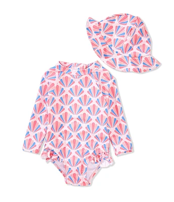 Adventurewear 360 Baby Girls Seashell Pink One Piece Swimsuit