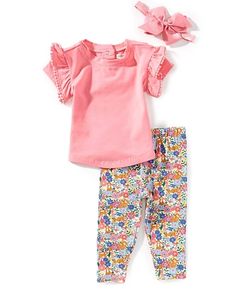 Adventurewear 360 Baby Girls Short Sleeve Top & Floral Dog Leggings Set