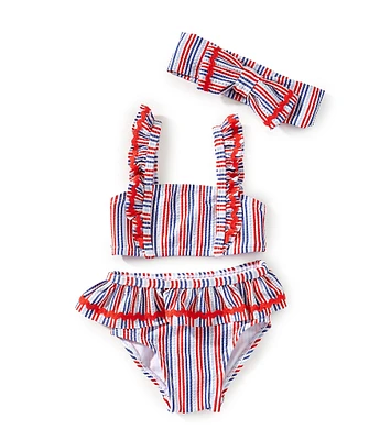 Adventurewear 360 Baby Girls Stripe Seersucker 2-Piece Swimsuit