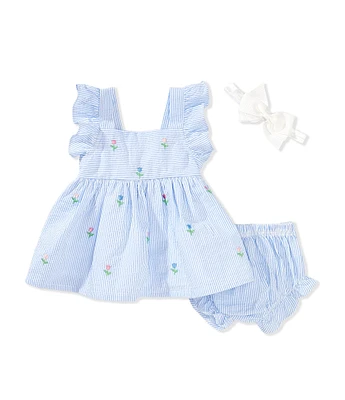 Adventurewear 360 Baby Girls Tulip Patterned Seersucker Dress