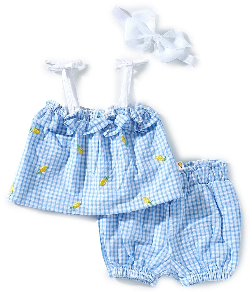 Adventurewear 360 Baby Girls Woven Lemon Sleeveless Ruffle Top & Shorts Set