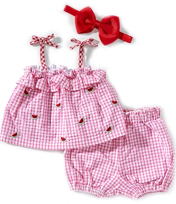 Adventurewear 360 Baby Girls Woven Watermelon Sleeveless Ruffle Top & Shorts Set