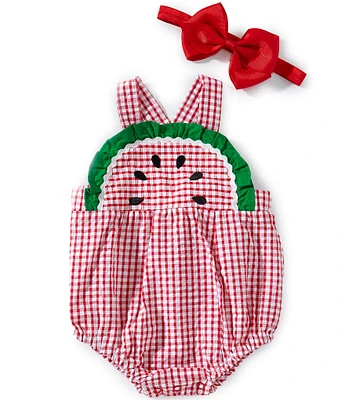 Adventurewear 360 Baby Girls Gingham Watermelon Bubble Romper