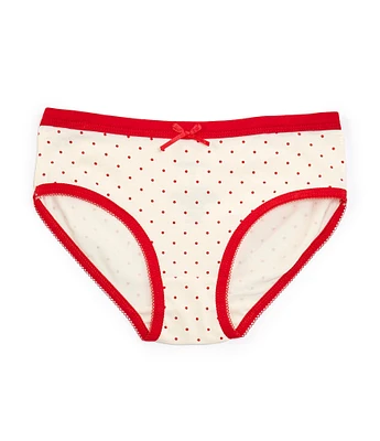 Adventurewear 360 Little Girls Polka Dot Contrasting Trim Print Panties