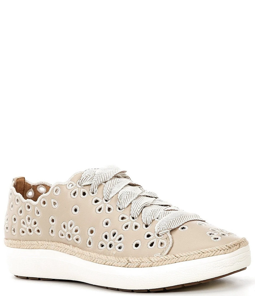Aetrex Charlotte Leather Floral Lace Up Sneakers