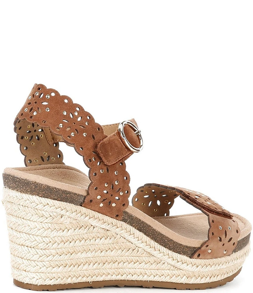 Aetrex Sydney Suede Espadrille Platform Wedge Sandals