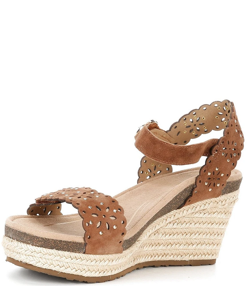 Aetrex Sydney Suede Espadrille Platform Wedge Sandals
