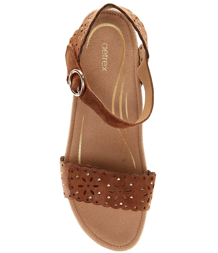 Aetrex Sydney Suede Espadrille Platform Wedge Sandals