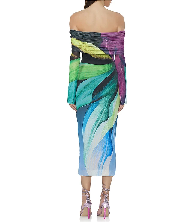 knee length dresses for ladies Women's Life Manifest Two Piece Mesh Midi Dress in Grey Floral