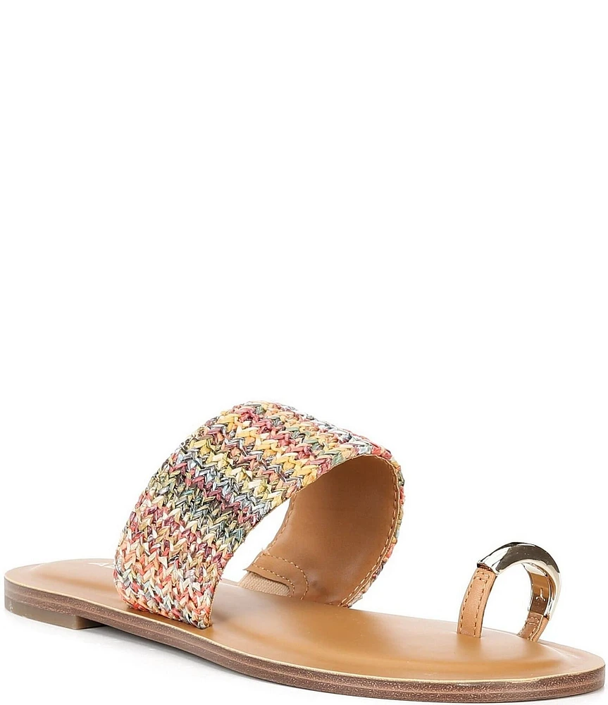 ALDO Beachwalk Woven Raffia Toe Loop Hardware Flat Sandals