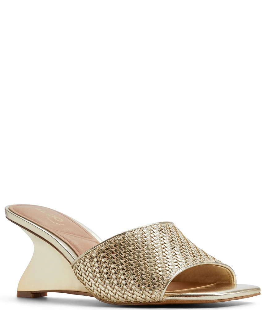 ALDO Fiala Woven Leather Sculptural Wedge Slide Sandals