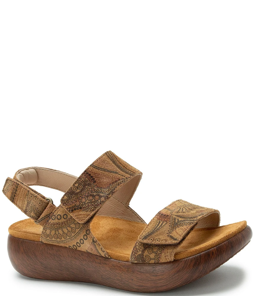 Alegria Bailee Printed Suede Slingback Rocker Platform Sandals