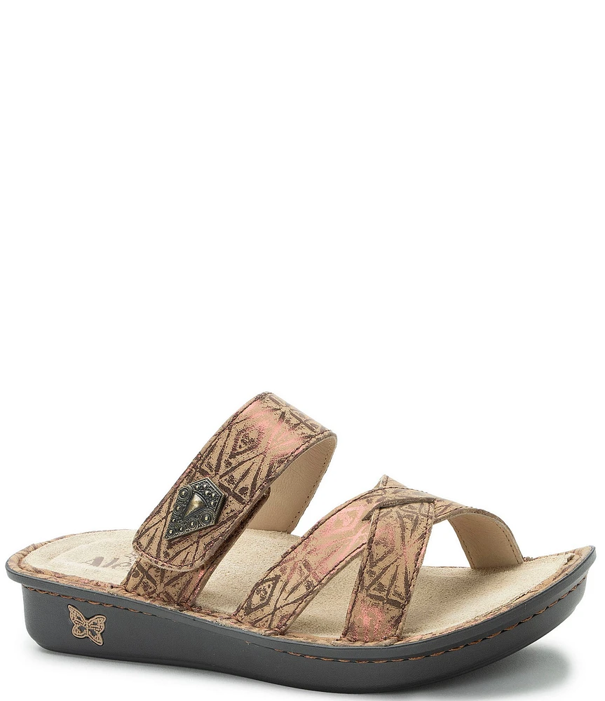 Alegria Victoriah Printed Leather Platform Slide Sandals