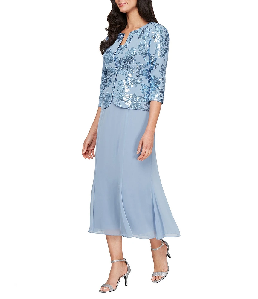 Alex Evenings 2-Piece Sequin Midi Jacket Dress