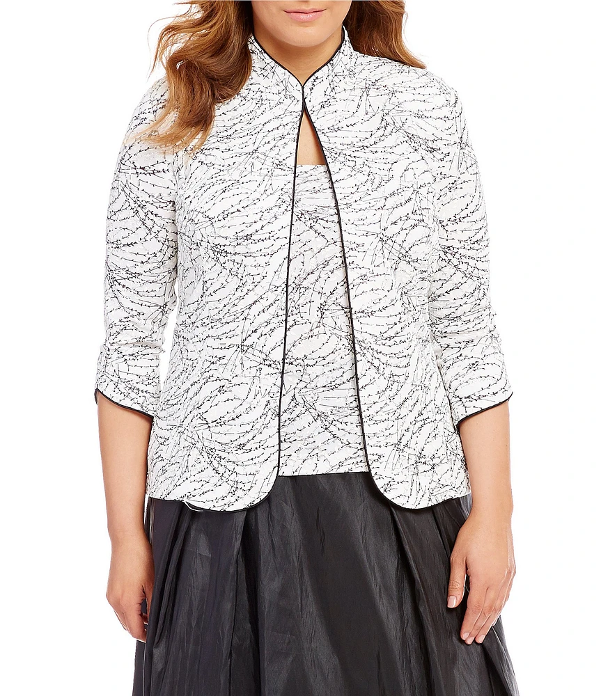 Alex Evenings Plus Size 3/4 Sleeve Printed Twinset