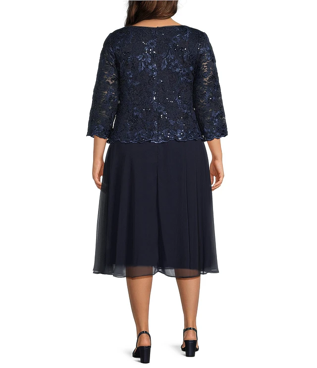chinese dress ladies Alex Evenings Plus Size Floral Rosette Short Sleeve A-Line Gown, Womens, 18W, Eggplant main image 0