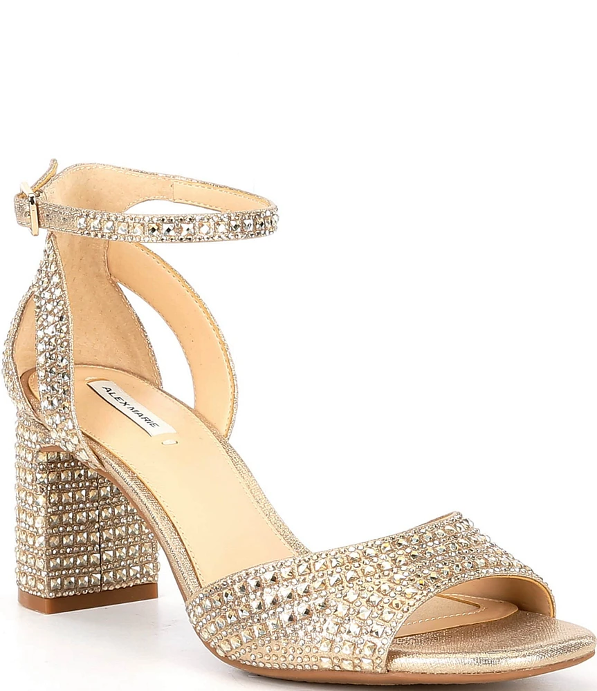 Alex Marie Ellise Rhinestone Embellished Ankle Strap Dress Sandals