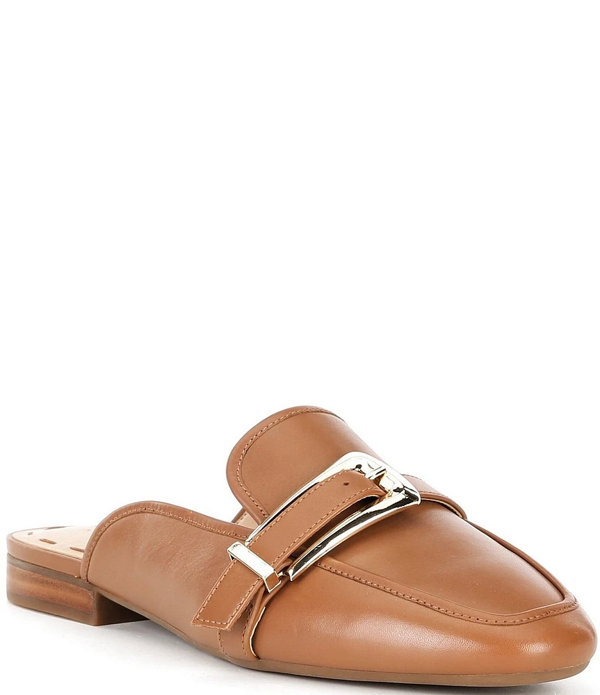 Alex Marie Karen Leather Buckle Hardware Strap Mule Loafers