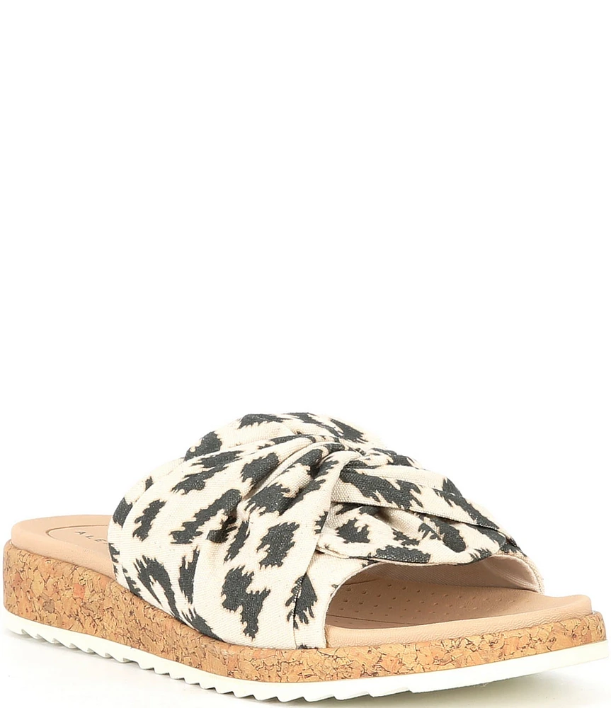 Alex Marie Leanne Printed Canvas Knot Detail Slide Sandals