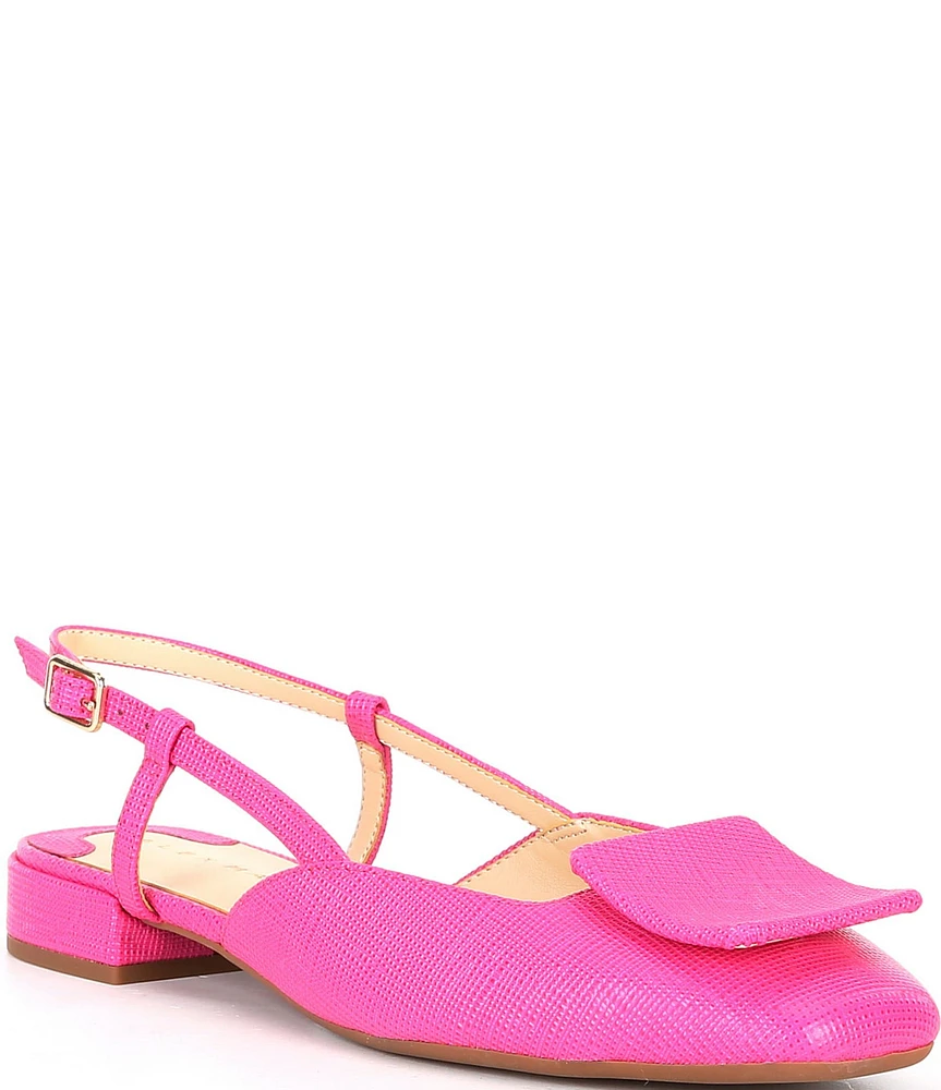 Alex Marie Micah Textured Leather Ornament Slingback Flats