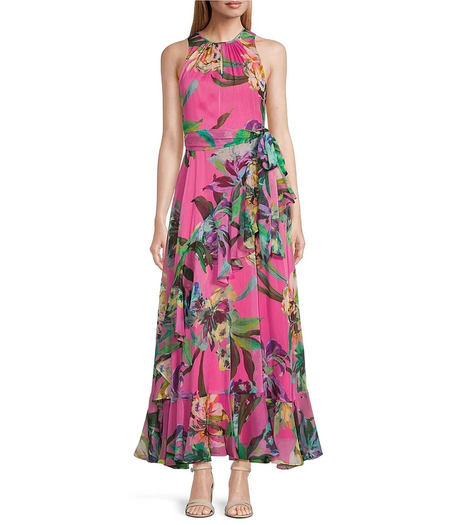 Alex Marie Petite Size Colette Floral Sleeveless Keyhole Neck Faux Wrap  Maxi Dress | Liberty Center
