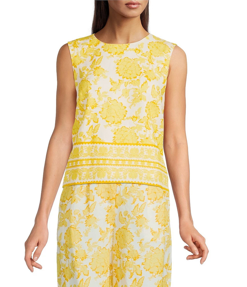 Alex Marie Remi Coordinating Floral Linen Sleeveless Blouse