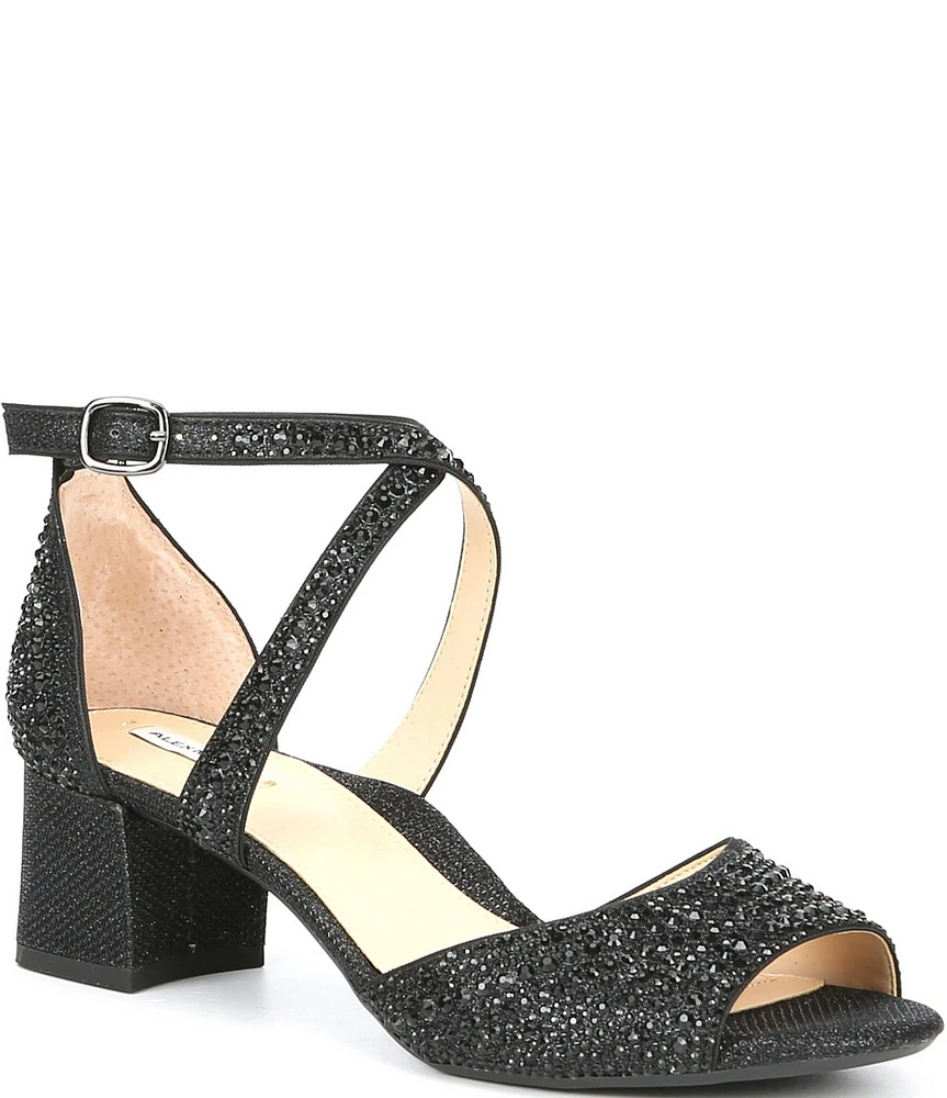 Alex Marie Seyland Rhinestone Cross Strap Block Heel Sandals
