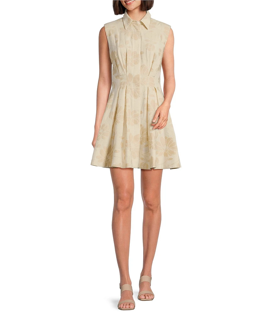 Alex Marie Tinsley Cotton Jacquard Cap Sleeve Button Down Dress
