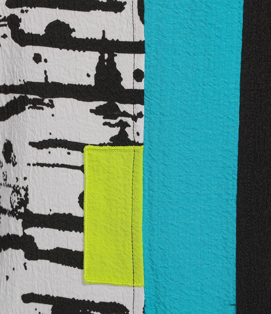 Ali Miles Mixed-Media Printed Round Neck 3/4 Sleeve Top