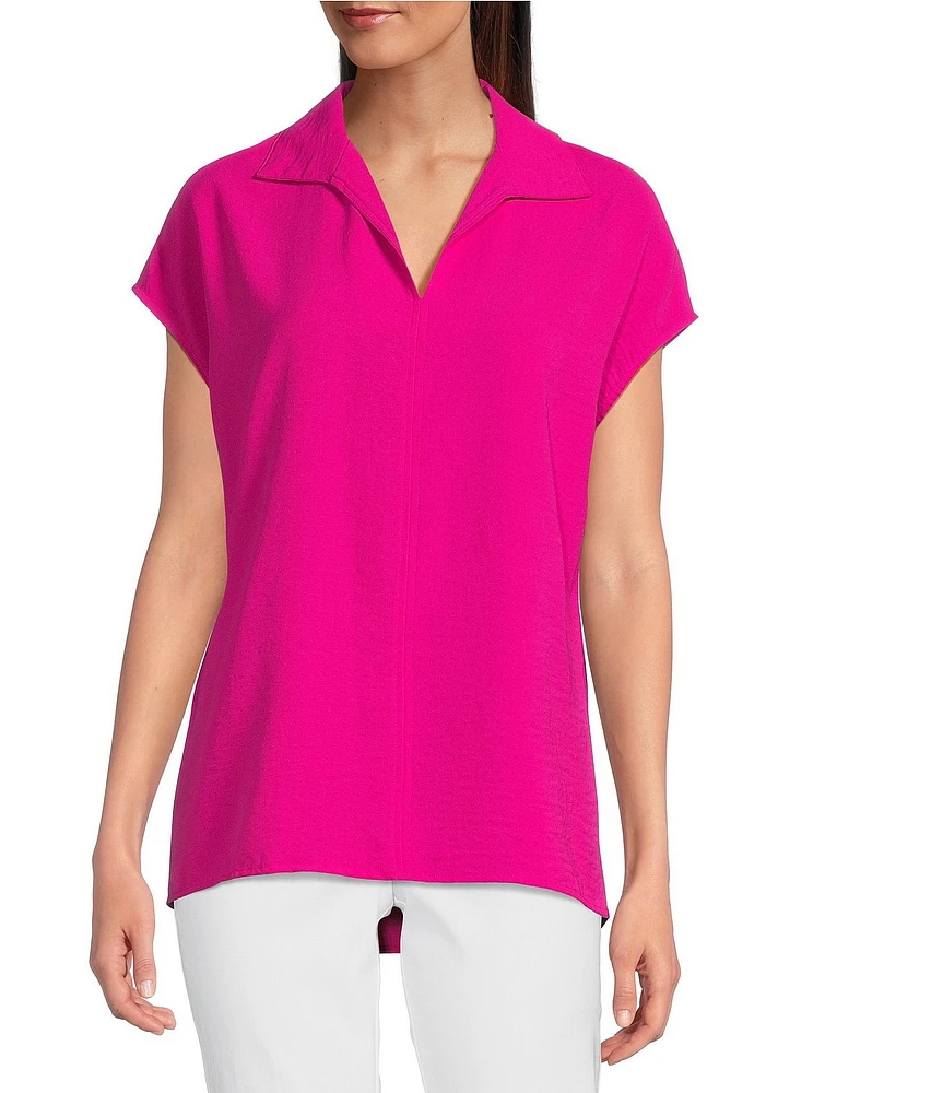 Ali Miles Point Collar Cap Sleeve Popover Tunic