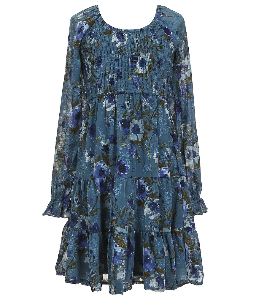 Allison & Kelly Big Girls Blouson-Sleeve Floral-Printed Fit-And-Flare Dress
