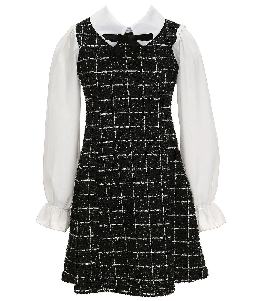 Allison & Kelly Big Girls Boucle/Solid Long Sleeve Shift Dress