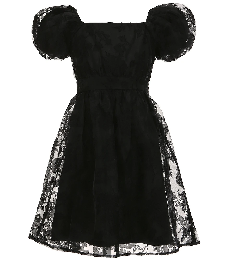 Allison & Kelly Big Girls Bubble Sleeve Burnout Organza Dress