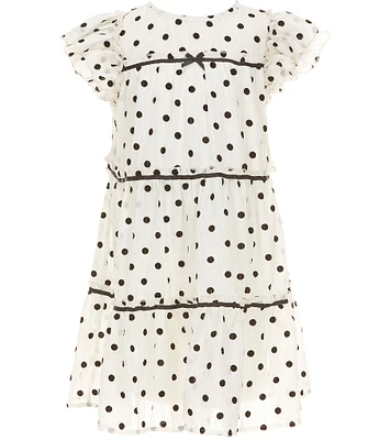 Allison & Kelly Big Girls Chiffon Dot Ruffle Sleeve Dress
