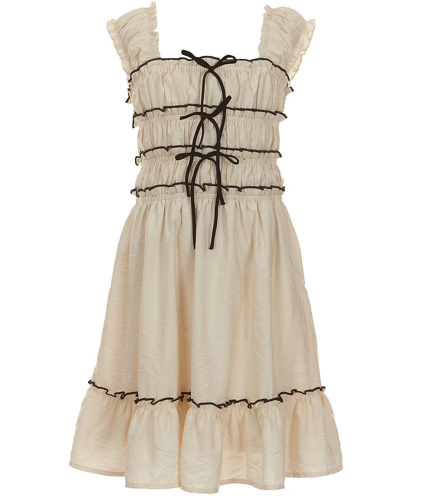 Allison & Kelly Big Girls Crinkle Chalis Ruffle Sleeveless Dress