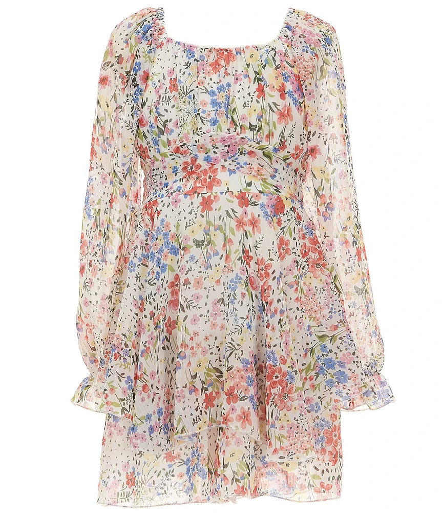 Allison & Kelly Big Girls Long Sleeve Chiffon Print Dress