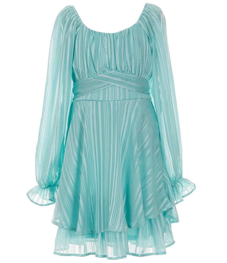 Allison & Kelly Big Girls Lurex Shadow Stripe Dress