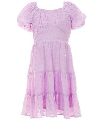 Allison & Kelly Big Girls Short Puff Sleeve Lurex Chiffon Tier Dress