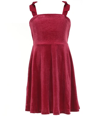 Allison & Kelly Big Girls Shoulder Tie Velvet Glitter Dress