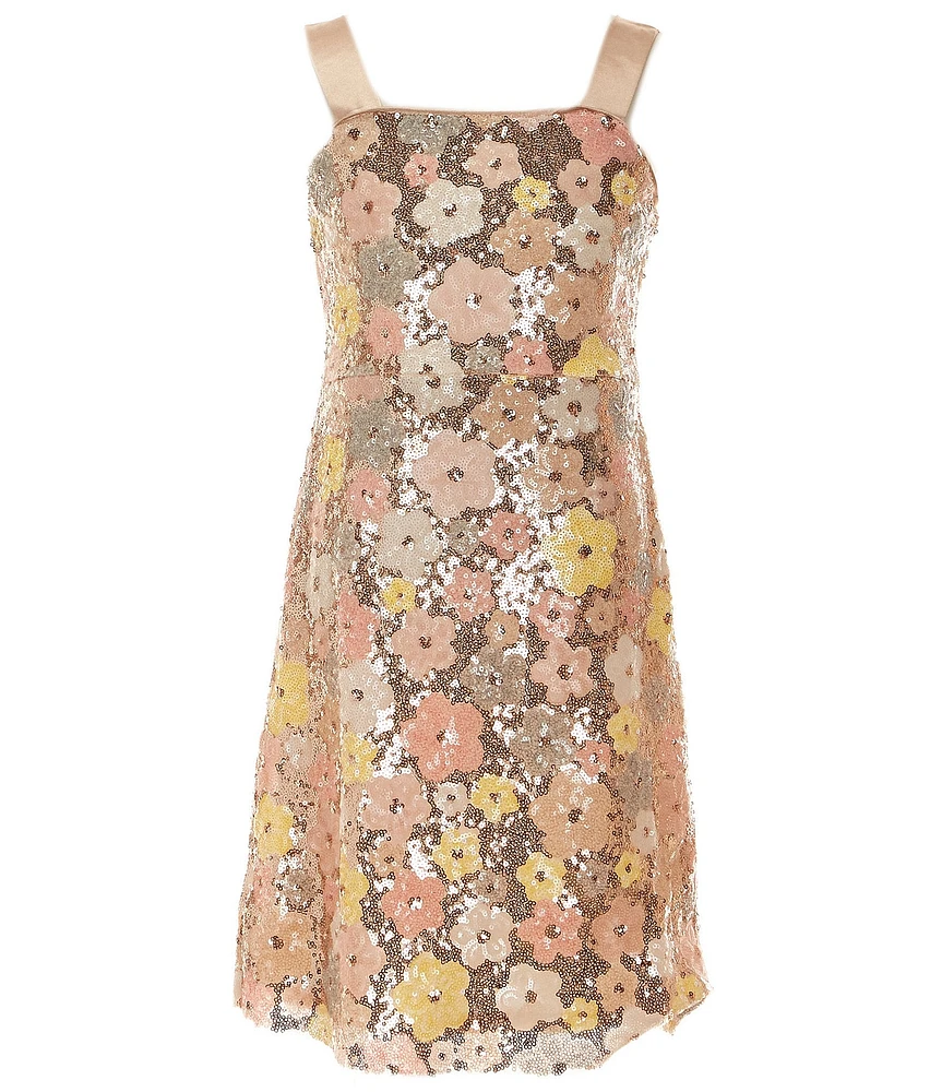 Allison & Kelly Big Girls Sleeveless Sequin-Embellished Floral Mesh A-Line Dress