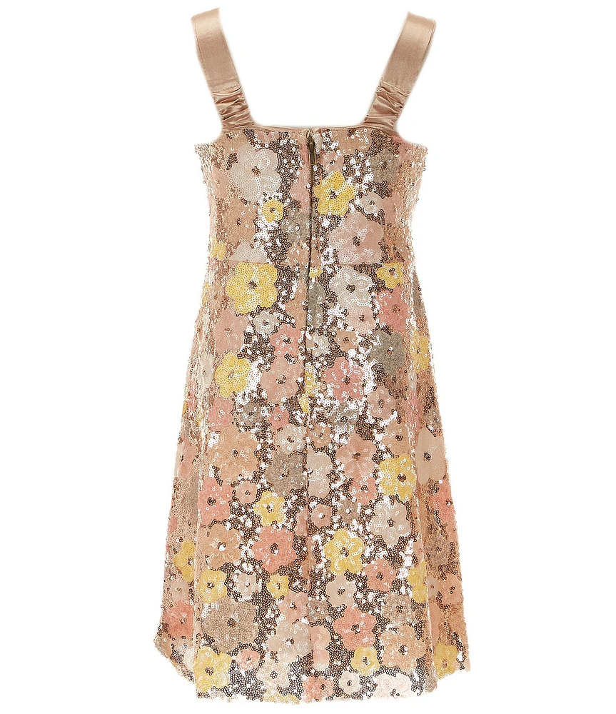 Allison & Kelly Big Girls Sleeveless Sequin-Embellished Floral Mesh A-Line Dress