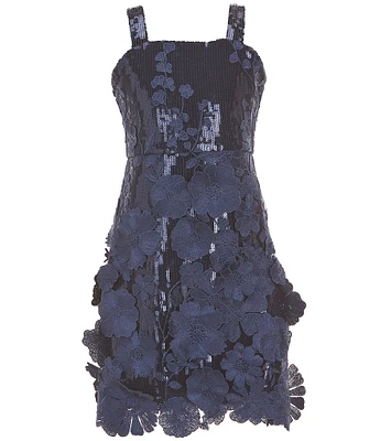 Allison & Kelly Big Girls Three-Dimensional Sequin-Embellished Floral Sheath Dress
