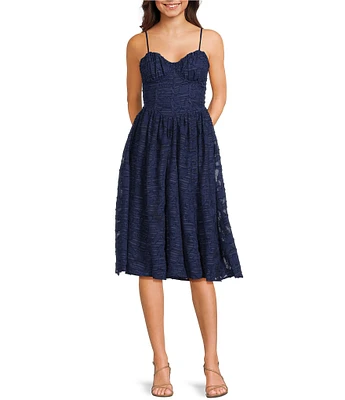 Allison & Kelly Sweetheart Neck Pattern Corset Bodice Side Slit Dress